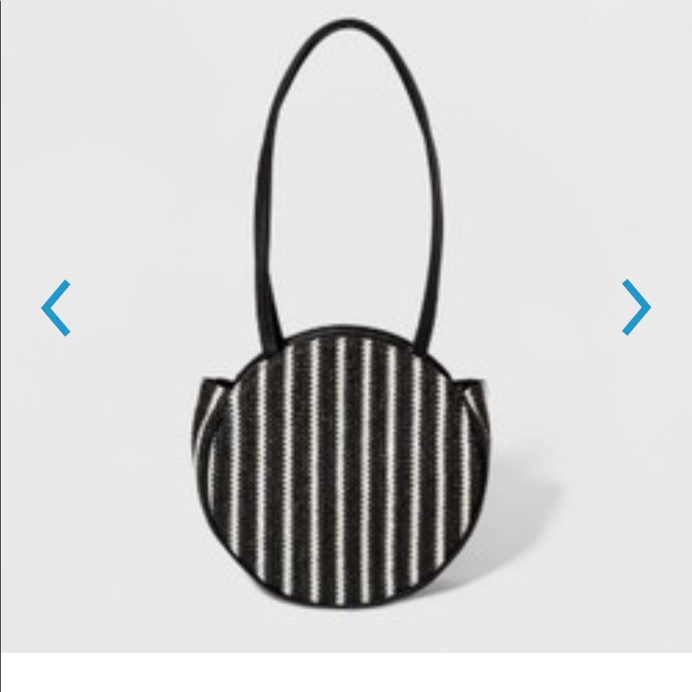 Wild Fable Black & White Strip Summer Straw Bag